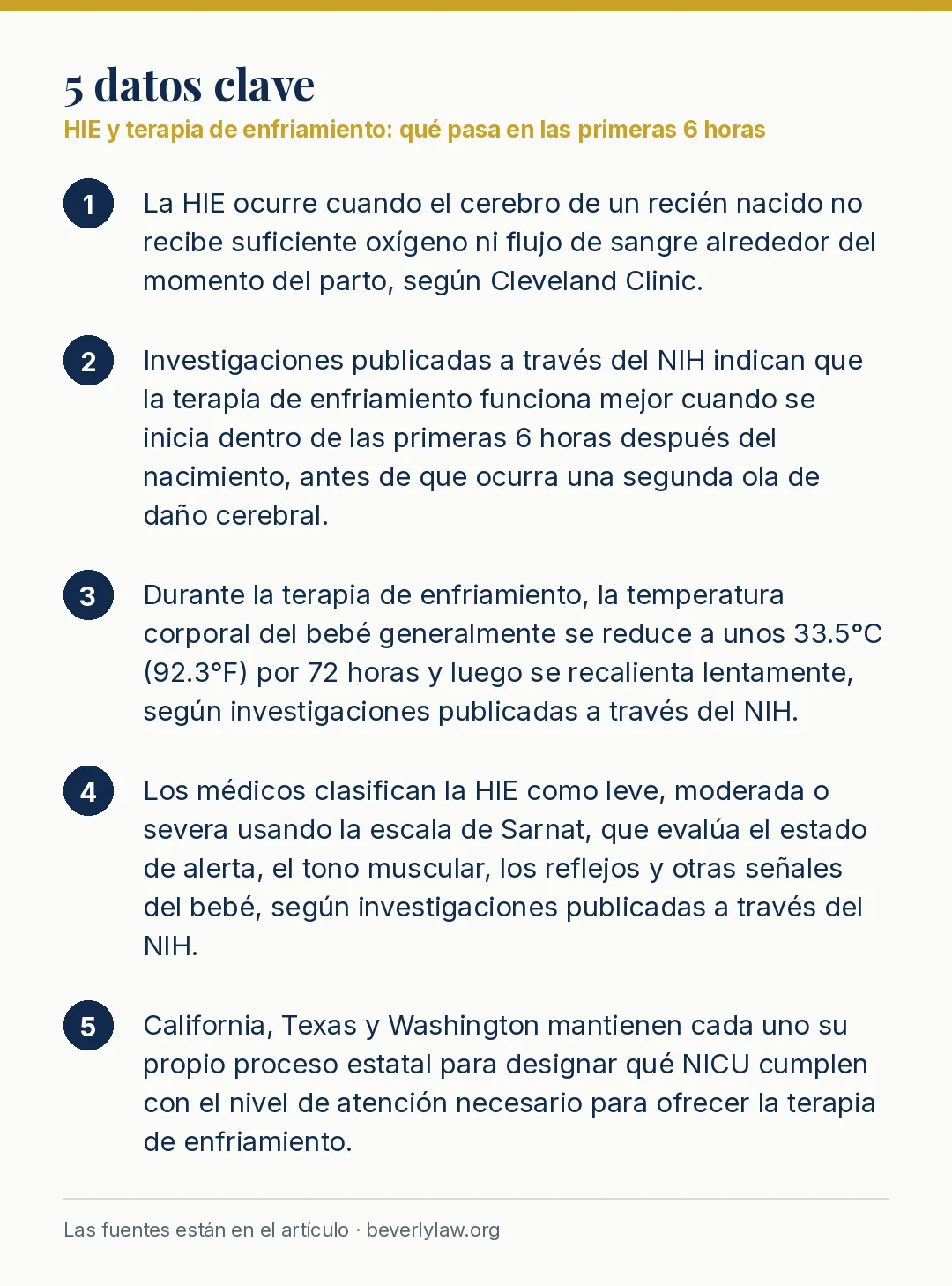 Datos clave: HIE y terapia de enfriamiento: qué pasa en las primeras 6 horas