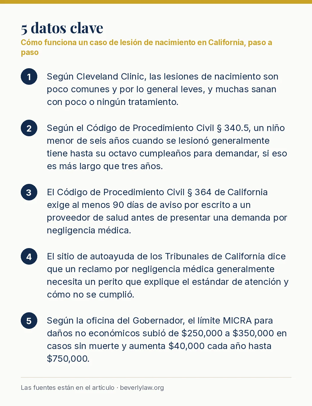 Datos clave: Cómo funciona un caso de lesión de nacimiento en California, paso a paso