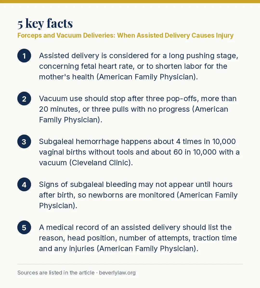 Key facts: Forceps and Vacuum Deliveries: When Assisted Delivery Causes Injury