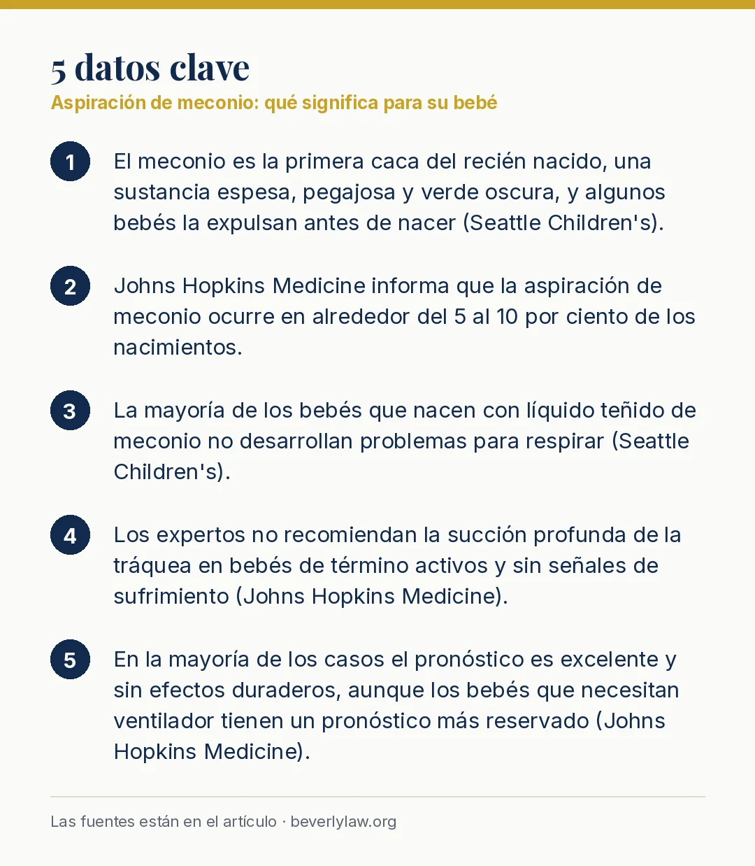 Datos clave: Aspiración de meconio: qué significa para su bebé