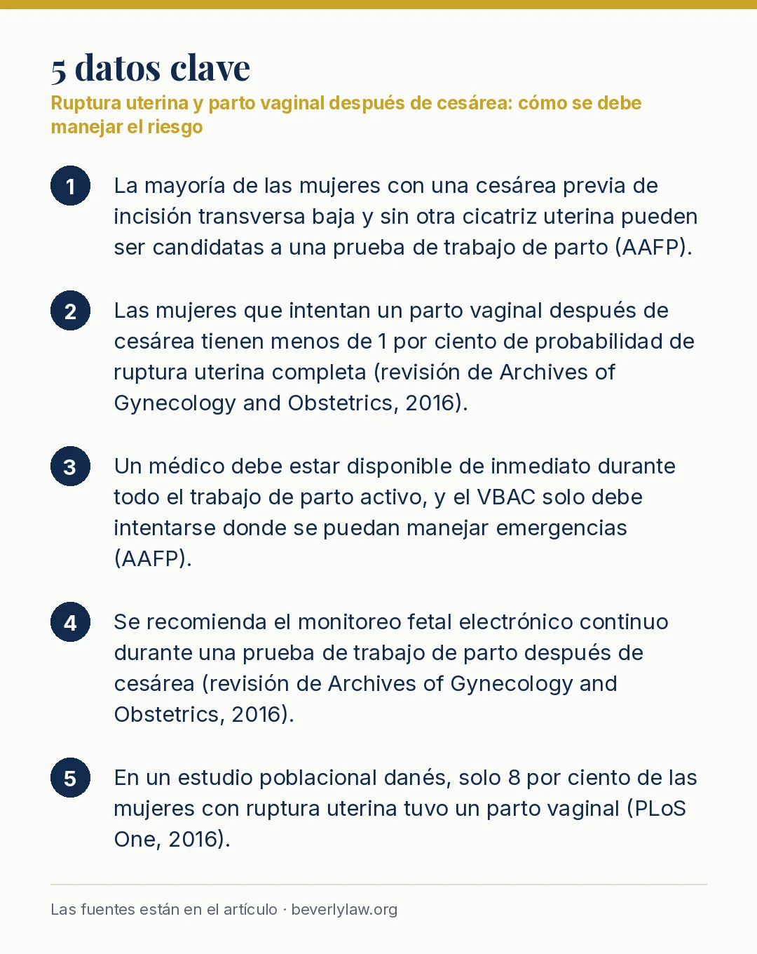 Datos clave: Ruptura uterina y parto vaginal después de cesárea: cómo se debe manejar el riesgo